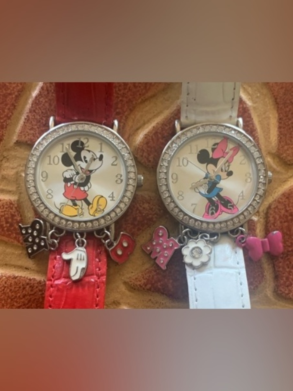 Disney Mickey & Minnie Charm Watch Set - Red and White
